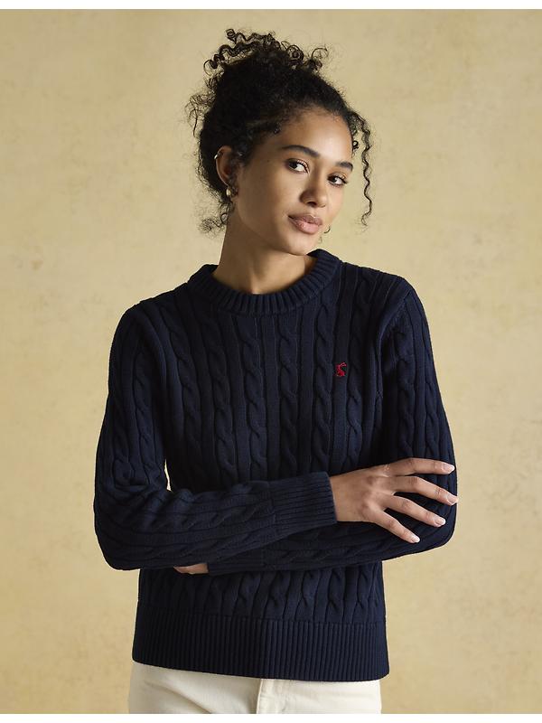 Joules Women's Cotton Classic Cable Crew Neck Jumper - Navy Image 2