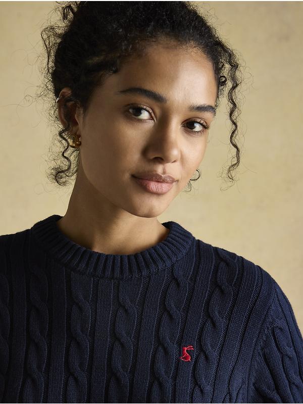 Joules Women's Cotton Classic Cable Crew Neck Jumper - Navy Image 4