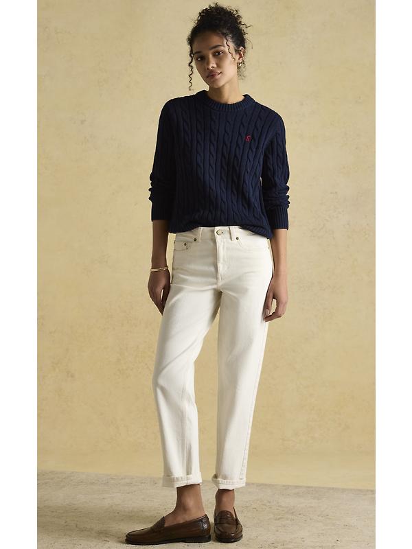 Joules Women's Cotton Classic Cable Crew Neck Jumper - Navy Image 5