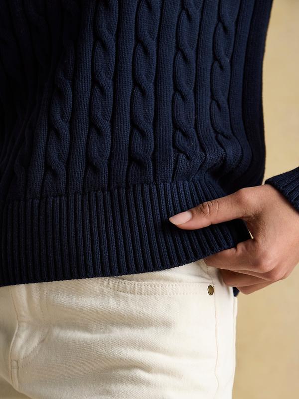 Joules Women's Cotton Classic Cable Crew Neck Jumper - Navy Image 3