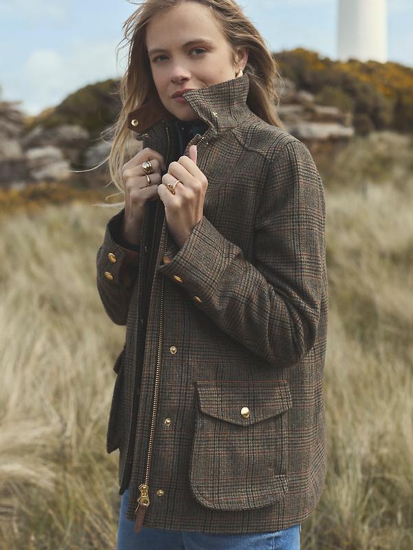 Joules Women's Contemporary Fieldcoat Tweed Jacket - Brown Check Image 13