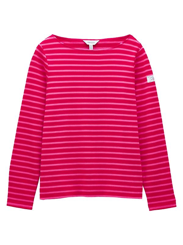 Joules Women's Harbour Boat Neck Long Sleeve Breton Stripe Top - Red/Pink Image 1
