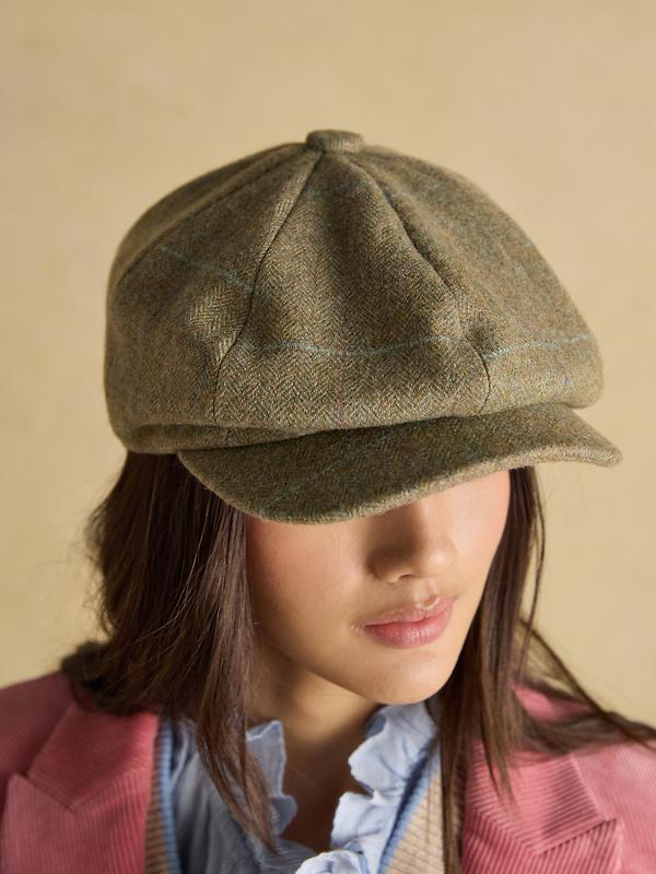 Joules Women's Harrogate Baker Boy Tweed Hat - Green Image 2