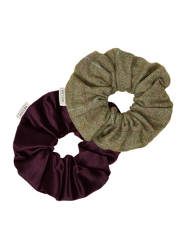 Joules Women's Annika Tweed Scrunchie 2 Pack - Green Image 1
