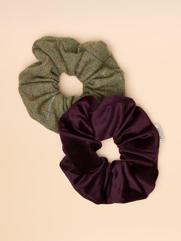 Joules Women's Annika Tweed Scrunchie 2 Pack - Green Image 2