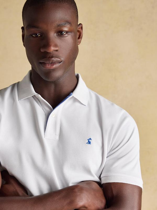 Joules Men's Woody Cotton Pique Polo Shirt - White Image 5