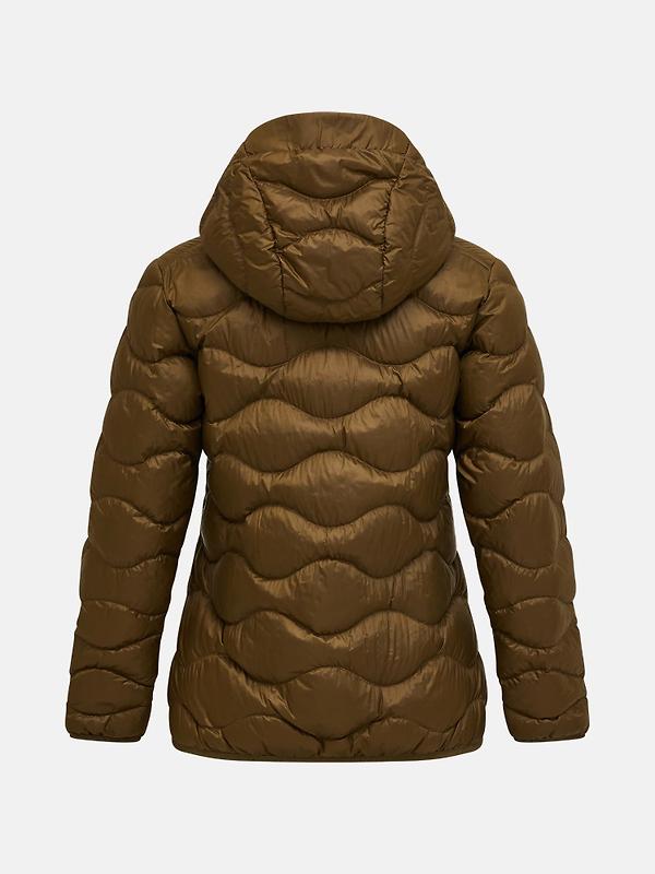 Peak Performance Women's Helium Down Hooded Jacket - Meadow Moss/Sierra Sand Image 8