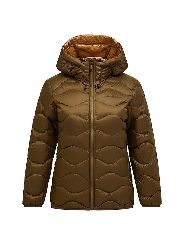 Peak Performance Women's Helium Down Hooded Jacket - Meadow Moss/Sierra Sand Image 1