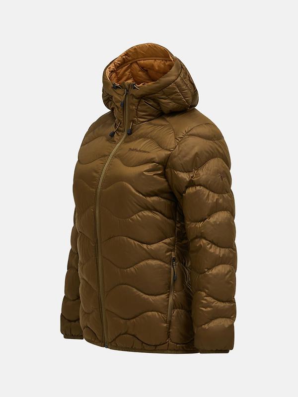 Peak Performance Women's Helium Down Hooded Jacket - Meadow Moss/Sierra Sand Image 7