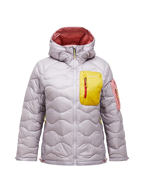 Peak Performance Women's Helium Utility Down Hooded Jacket - Misty Lavender/Canary Lime Image 1