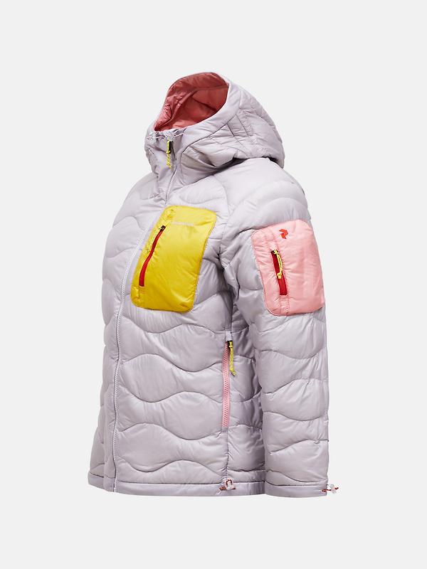 Peak Performance Women's Helium Utility Down Hooded Jacket - Misty Lavender/Canary Lime Image 3