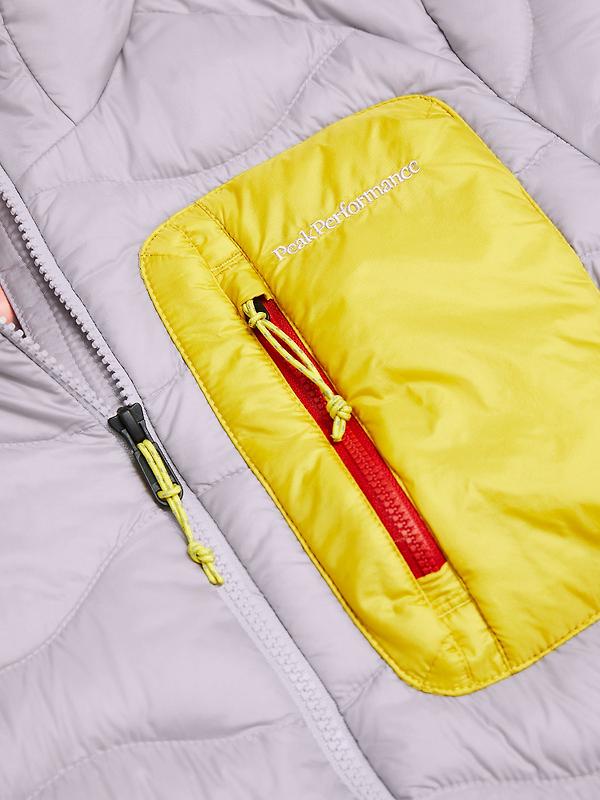 Peak Performance Women's Helium Utility Down Hooded Jacket - Misty Lavender/Canary Lime Image 4