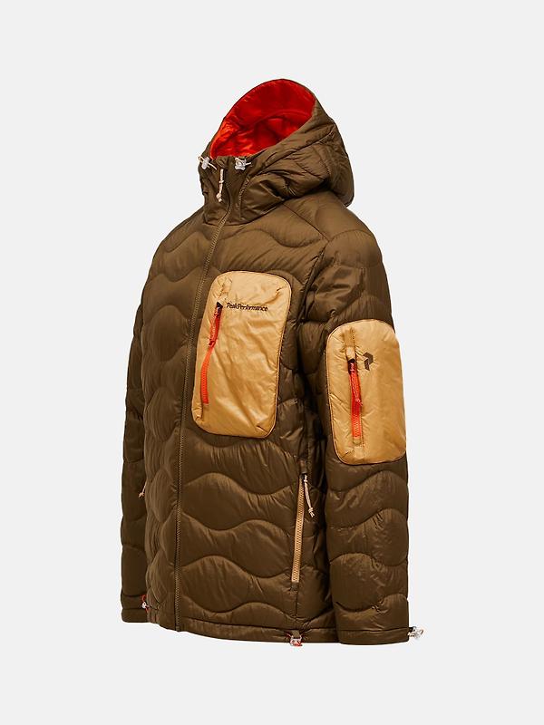 Peak Performance Men's Helium Utility Down Hooded Jacket - Meadow Moss / Sierra Sand Image 8