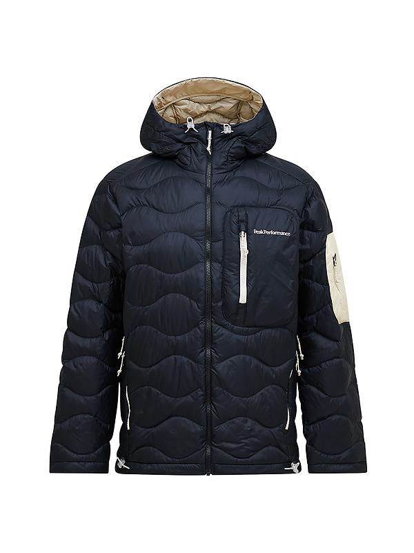 Peak Performance Men's Helium Utility Down Hooded Jacket - Black/Sand Fog Image 1