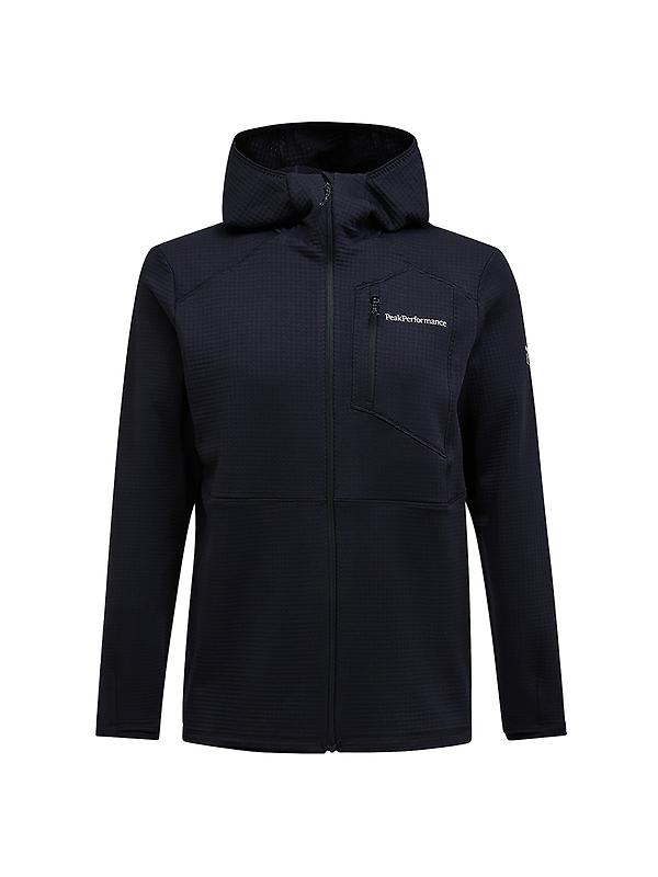 Peak Performance Men's Trail Polartec Power Grid Zip Hood Fleece - Black Image 1