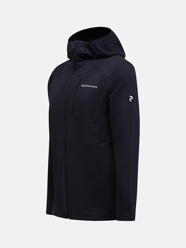 Peak Performance Men's Trail Polartec Power Grid Zip Hood Fleece - Black Image 3