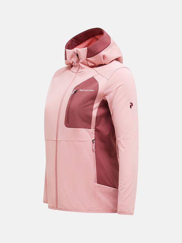 Peak Performance Women's Utility Light Zip Hood Fleece - Warm Blush/ Wild Rouge Image 3