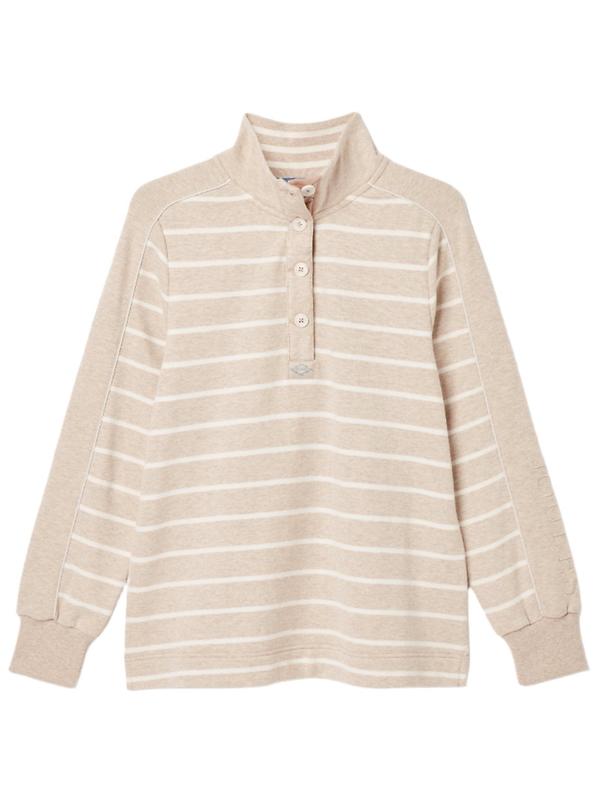 Joules Women's Southwold button Down Striped Sweatshirt - Oatmarl Product Image