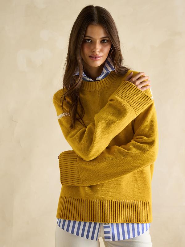 Joules Women's Alexandra Blanket Stitch Jumper - Yellow Image 8
