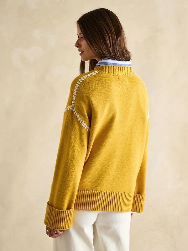 Joules Women's Alexandra Blanket Stitch Jumper - Yellow Image 5