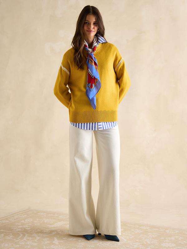 Joules Women's Alexandra Blanket Stitch Jumper - Yellow Image 7
