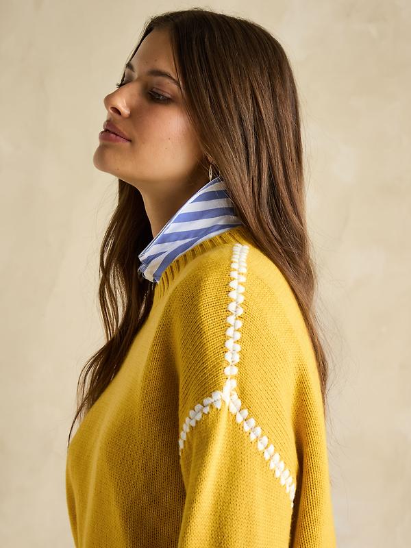 Joules Women's Alexandra Blanket Stitch Jumper - Yellow Image 6