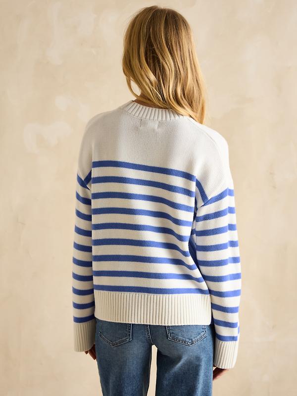 Joules Women's Alexandra Stripe Jumper - Cream/Blue Image 3