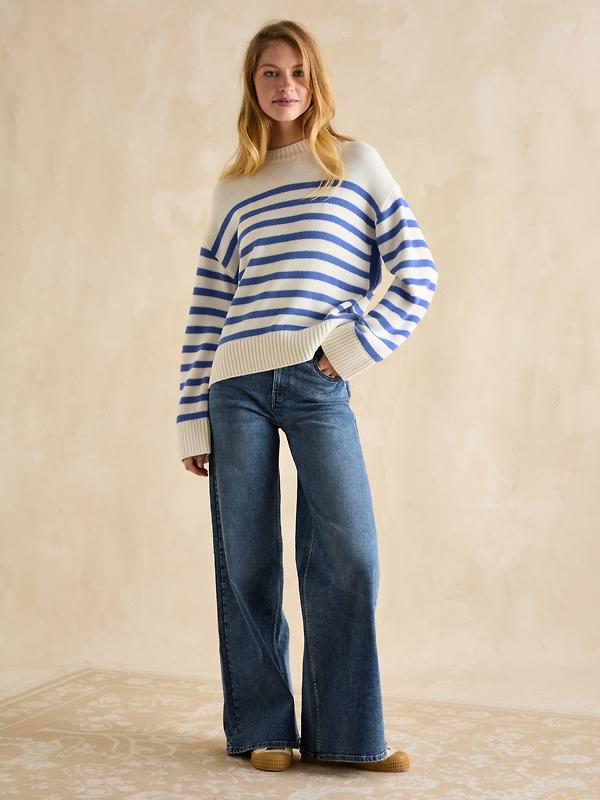 Joules Women's Alexandra Stripe Jumper - Cream/Blue Image 4
