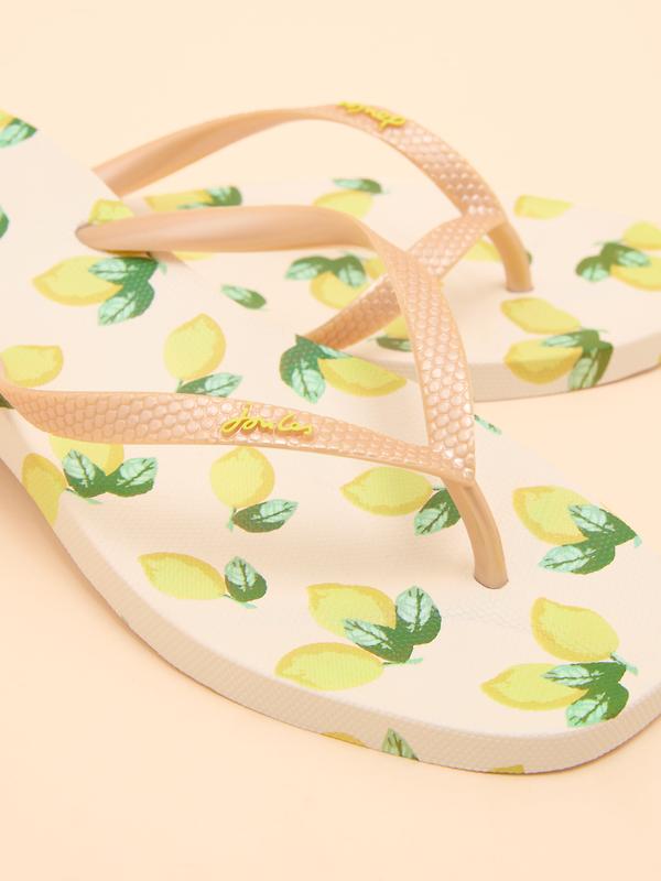 Joules Women's Sunvale Flip Flops - Cream/Gold Image 2