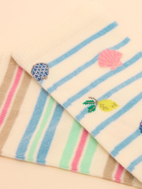 Joules Women's Everyday Socks 2 Pack UK 4-8 - Summer Icons Image 2