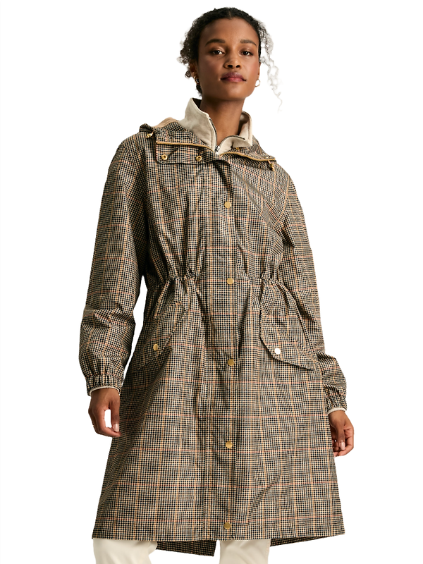 Joules Women's Holkham Waterproof Packable Hooded Raincoat - Henson Check Image 12