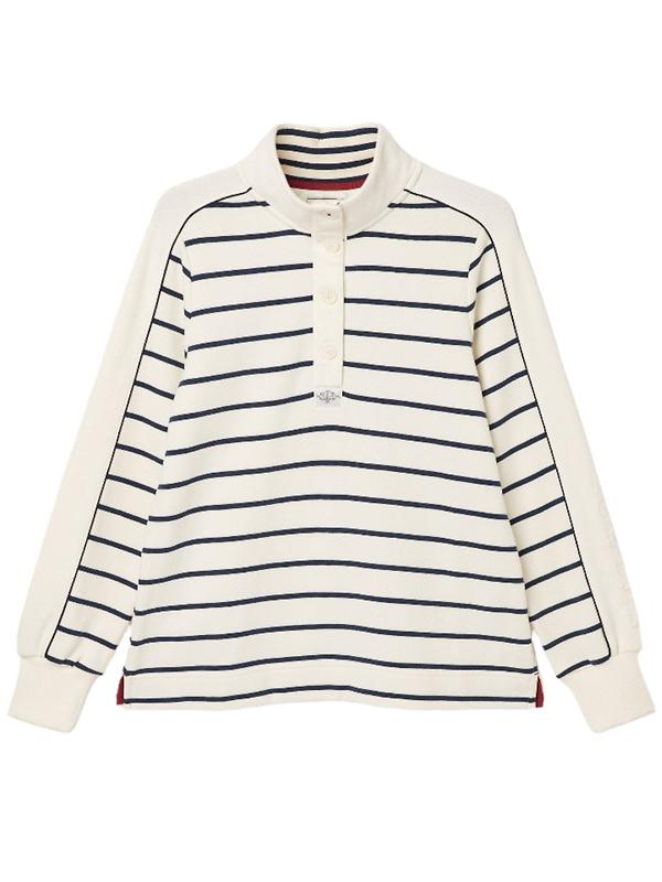 Joules Women's Southwold Button Down Striped Sweatshirt - Navy Product Image