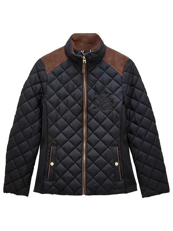 Joules Women's Braemar Luxe Showerproof Diamond Quilted Coat - Navy Blue Image 1