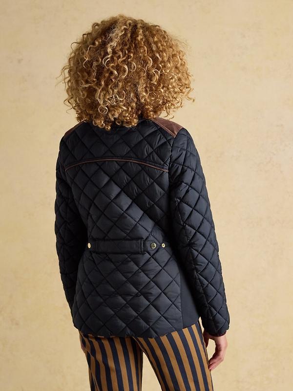 Joules Women's Braemar Luxe Showerproof Diamond Quilted Coat - Navy Blue Image 3