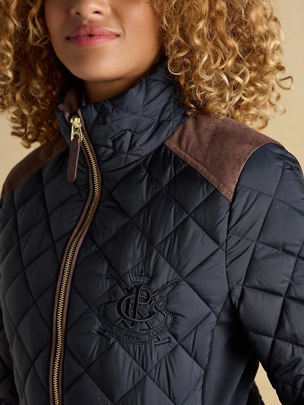 Joules Women's Braemar Luxe Showerproof Diamond Quilted Coat - Navy Blue Image 5