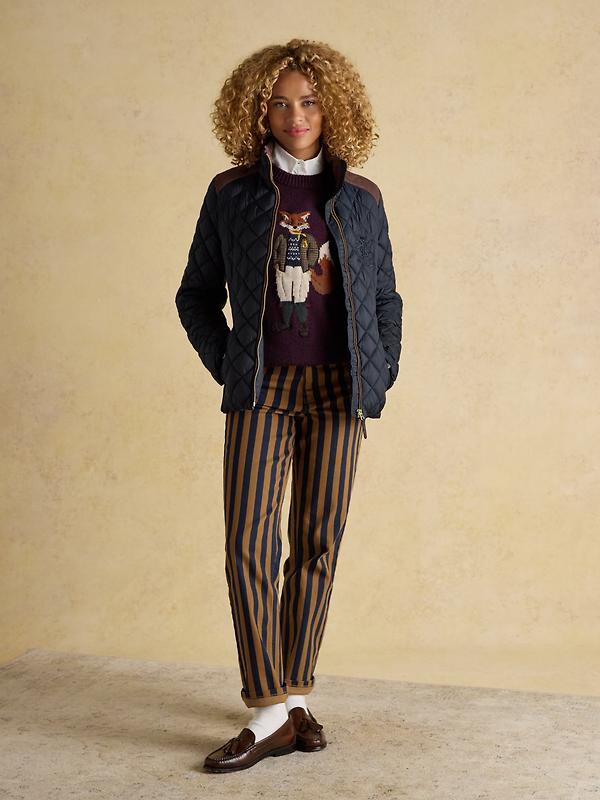 Joules Women's Braemar Luxe Showerproof Diamond Quilted Coat - Navy Blue Image 10