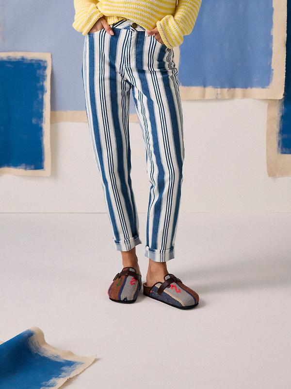 Joules Women's Straight Fit Mid Rise Jeans - Blue Striped Image 2