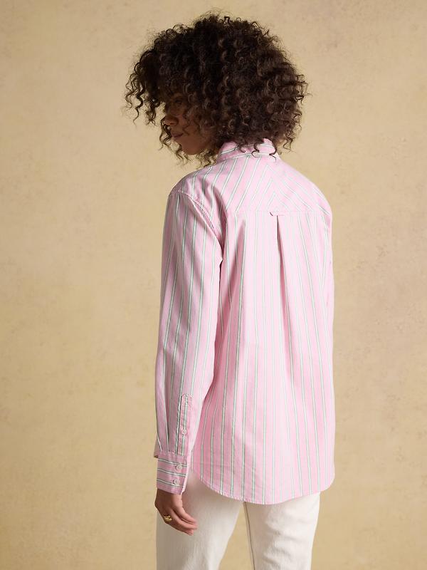 Joules Women's Boyfriend Fit Oxford Shirt - Pink Striped Image 3