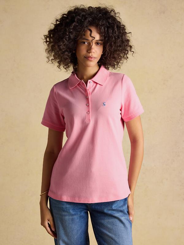 Joules Women's Woody Cotton Pique Short Sleeve Polo Shirt - Pink Image 2