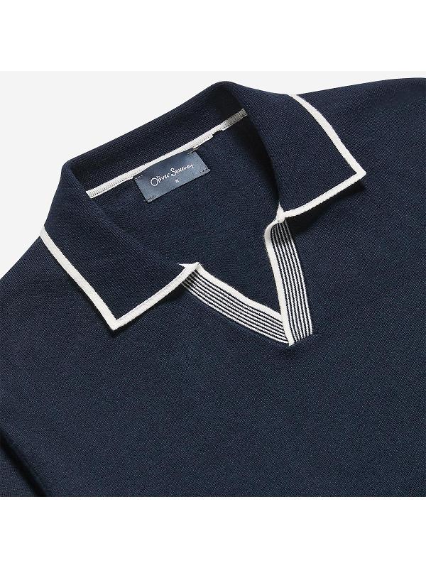 Oliver Sweeney Men's Garras Knitted Riviera Polo Shirt - Navy Image 2