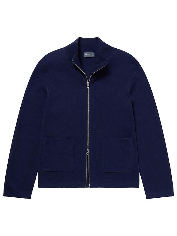 Oliver Sweeney Men's Garstang Knitted Merino Wool Blend Jacket - Navy Image 1