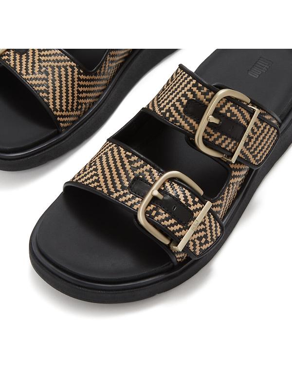 FitFlop Women's GEN-FF Buckle Graphic Weave Two-Bar Slides - Black Image 3