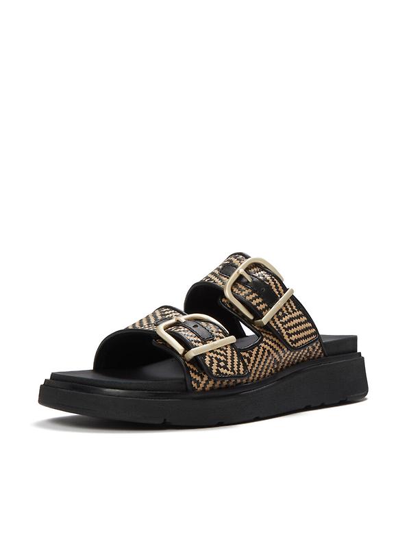 FitFlop Women's GEN-FF Buckle Graphic Weave Two-Bar Slides - Black Image 4