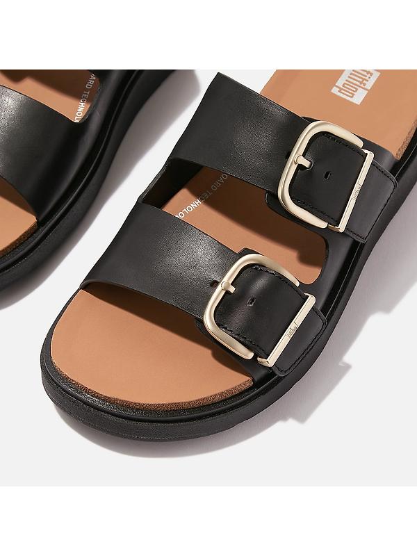 FitFlop Women's GEN-FF Buckle Two-Bar Leather Slides - Black Image 3