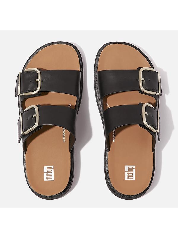 FitFlop Women's GEN-FF Buckle Two-Bar Leather Slides - Black Image 4