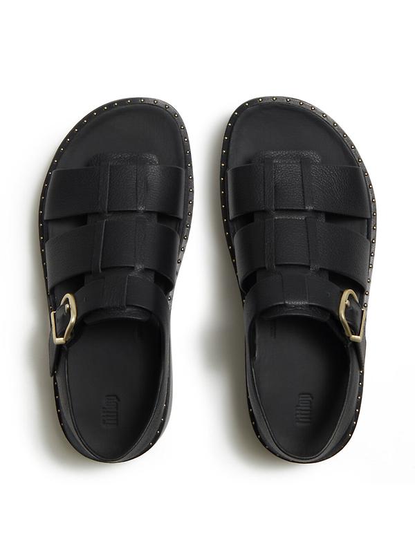 FitFlop Women's GEN-FF Max Tumbled-Leather Fisherman Sandals - All Black Image 2