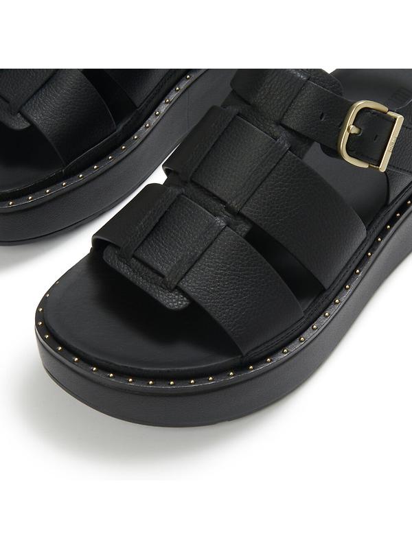 FitFlop Women's GEN-FF Max Tumbled-Leather Fisherman Sandals - All Black Image 3