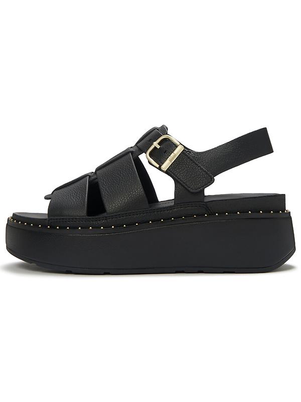 FitFlop Women's GEN-FF Max Tumbled-Leather Fisherman Sandals - All Black Image 7