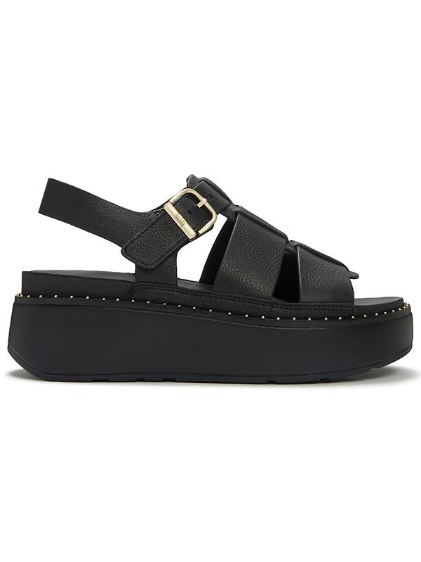 FitFlop Women's GEN-FF Max Tumbled-Leather Fisherman Sandals - All Black Image 1