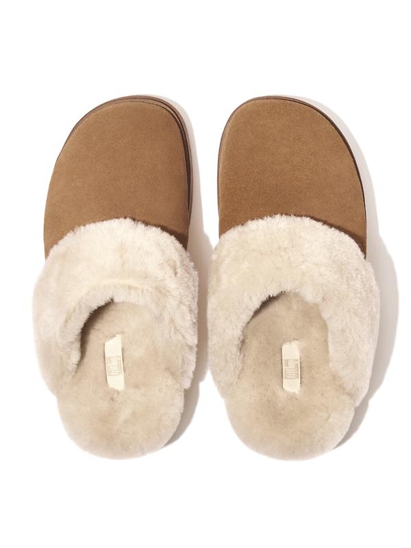 FitFlop Women's GEN-FF Shearling Suede Slippers - Desert Tan Image 2